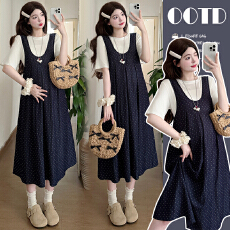 批发实拍透气<b class='q'>莫代尔</b>T恤+显瘦U领波点<b class='q'>连衣裙</b>韩版两件套A字裙