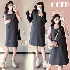 批发<b class='q'>实拍</b><b class='q'>孕妇</b><b class='q'>秋冬</b>新款套装闪亮小香风背心裙高级感气质显瘦A字裙套装