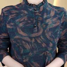 批发秋冬新款中老年羊绒印花半高领<b class='q'>妈妈</b>装长袖弹力显瘦打底衫上衣女