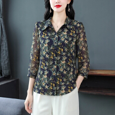 批发衬衫2026新款休闲风柔软春装印花优雅百搭碎花<b class='q'>妈妈装</b>遮肚宽松日常