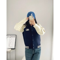 批发韩国同款25年秋小熊<b class='q'>棒球</b>服式开衫针织毛衣外套宽松女