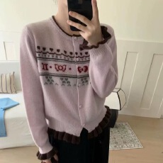 批发韩系秋冬氛围感穿搭慵懒风2025年高级感长袖圆领超好看针织<b class='q'>开衫</b>女