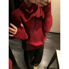 批发复古新年氛围感软糯高领毛衣女秋冬加厚百搭针织上衣