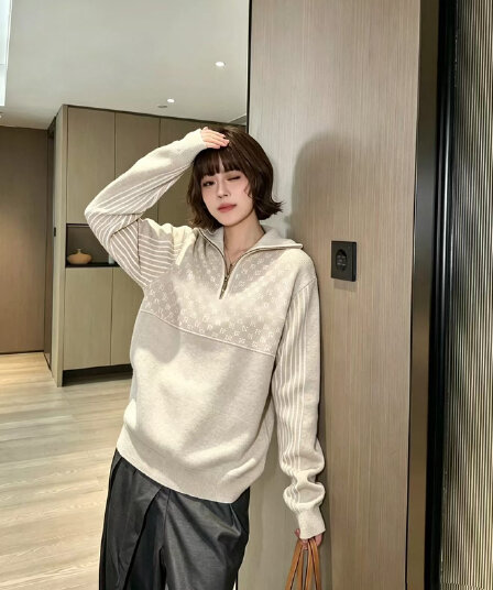 2026 이른 가을 새로운 여자 패션 캐주얼 다용도 폴로 칼라 긴팔 니트 스웨터 루즈핏 슬림해 보이는 맨위 슈