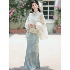 批发温柔仙气超显瘦禅意套装女新中式宽松开衫上衣女装