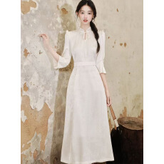 批发有货中式原创女装<b class='q'>高端</b>醋酸2026夏季新款收腰显瘦气质国风<b class='q'>连衣裙</b>