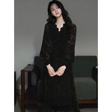 批发法式漂亮长袖<b class='q'>连衣裙</b>女气质小个子仙女裙温柔风显瘦长裙子