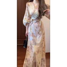 批发实拍新中式国风弹力印花复古<b class='q'>连衣裙</b>