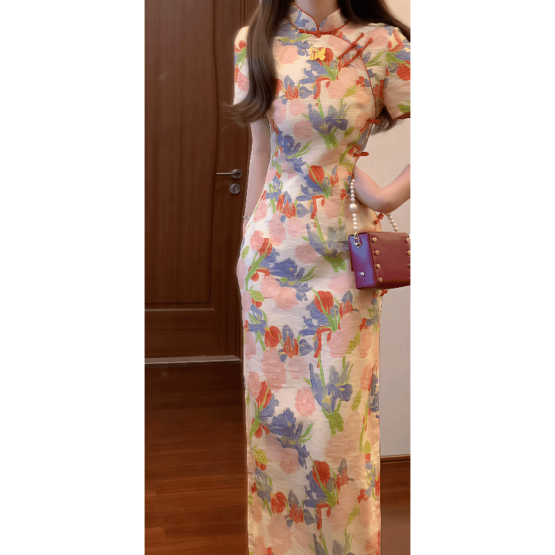 실사 아름다운 새로운 중식 국풍 개선 치파오 드레스 소녀 일상 웨어러블 롱 스커트