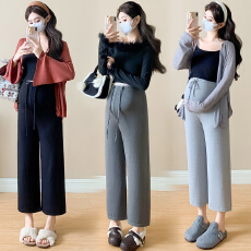 批发<b class='q'>实拍</b>夏季薄款<b class='q'>孕妇</b><b class='q'>裤</b>针织弹力拉绳可调节产后可穿小个子八分裤