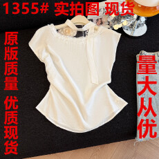 批发实拍DIYI小清新女装<b class='q'>韩版</b>重工花边大圆领配飘带收腰百搭<b class='q'>衬衫女</b>白色