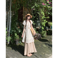 批发新中式禅意镂空设计感轻国风上衣2026年<b class='q'>夏</b>季复古小个子半身裙套装