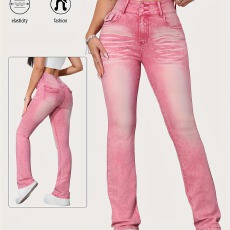 批发小直筒裤修身显瘦中高弹力彩<b class='q'>色</b><b class='q'>糖果</b>裤粉<b class='q'>色</b>牛仔裤女