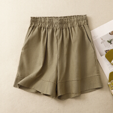 批发实拍2025夏季纯色松紧显瘦宽松阔腿裤显腿长百搭休闲裤女短款