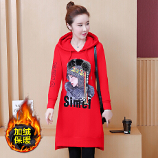 批发实拍中长款卫衣女秋冬加绒加厚韩版宽松显瘦保暖<b class='q'>休闲</b><b class='q'>连衣裙</b>潮