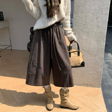 批发复古老钱松弛<b class='q'>七分</b>工装花苞阔腿裤女秋宽松显瘦灯笼南瓜气球休闲裤