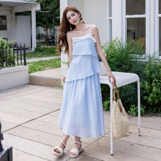 批发法式甜辣风时尚茶歇风气质<b class='q'>吊带</b><b class='q'>连衣裙</b>小众森系精致仙女唯美长裙