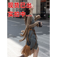 批发绑带V领针织开衫 夏季流浪风复古咖啡色荷叶边防晒薄<b class='q'>外套女</b>