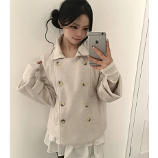 批发已出货 chic 韩版加棉加厚短款毛呢保暖外套