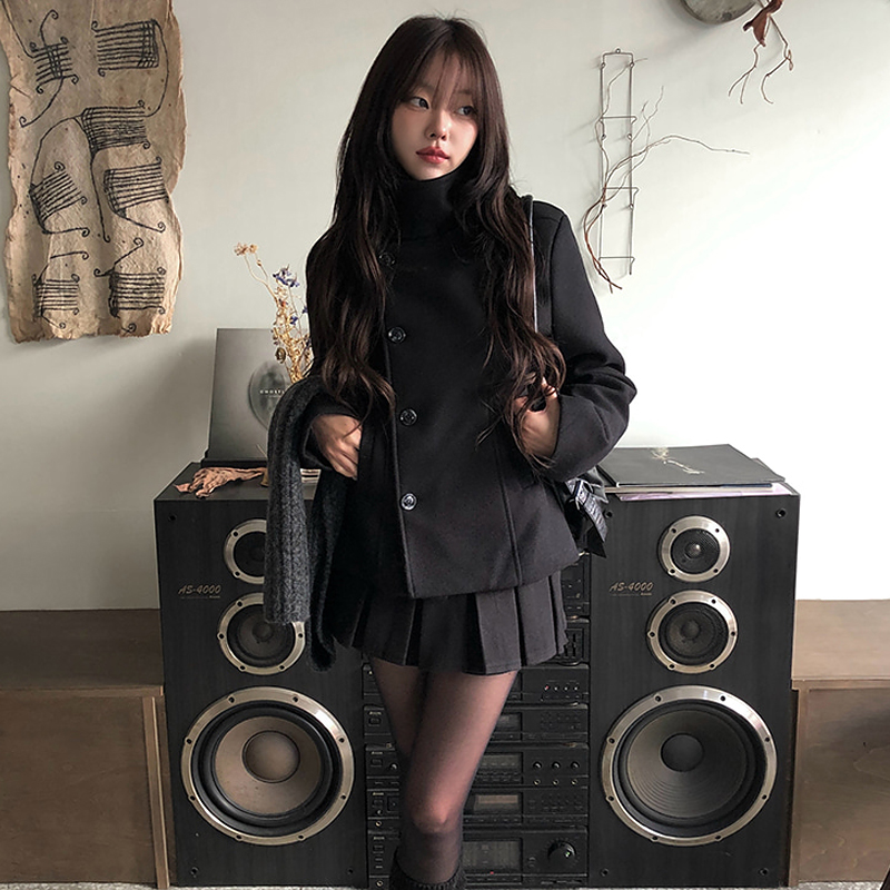 있음 선적 ins 보 주님 같은 단락 플러스 면 두꺼운 슬림해 보이는 모직 보온 재킷