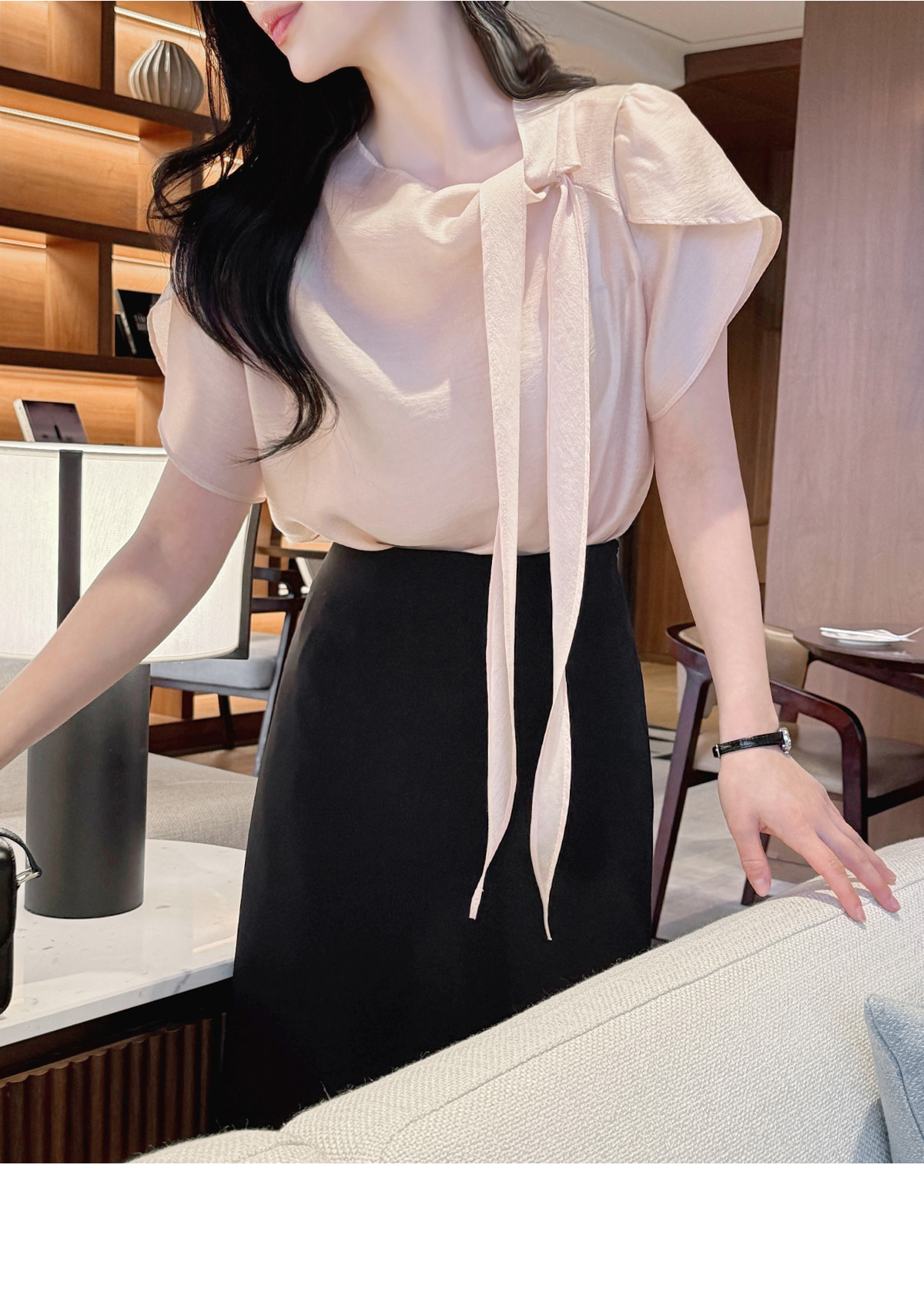 있음 선적 chic 한국 스타일 빛 럭셔리 바람 2026 여름 레이스 업 셔츠