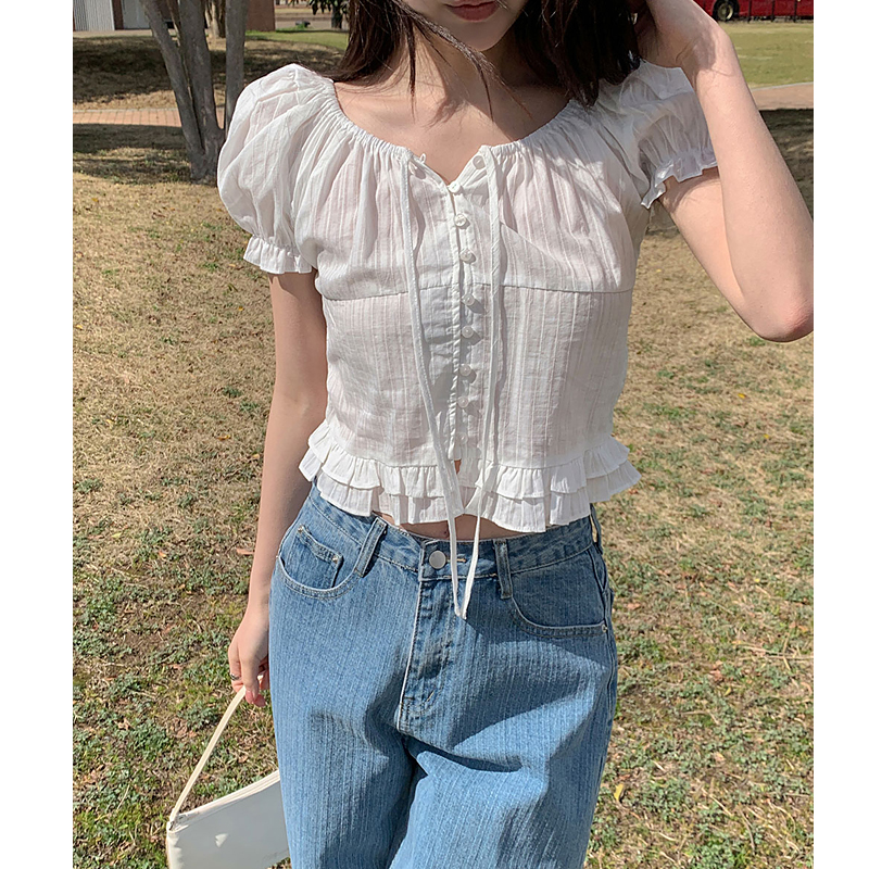 chic 한국 스타일 자카드 셔츠