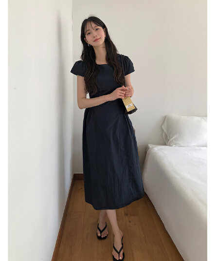 있음 선적 chic 한국 스타일 캐주얼 휴가 바람 드레스