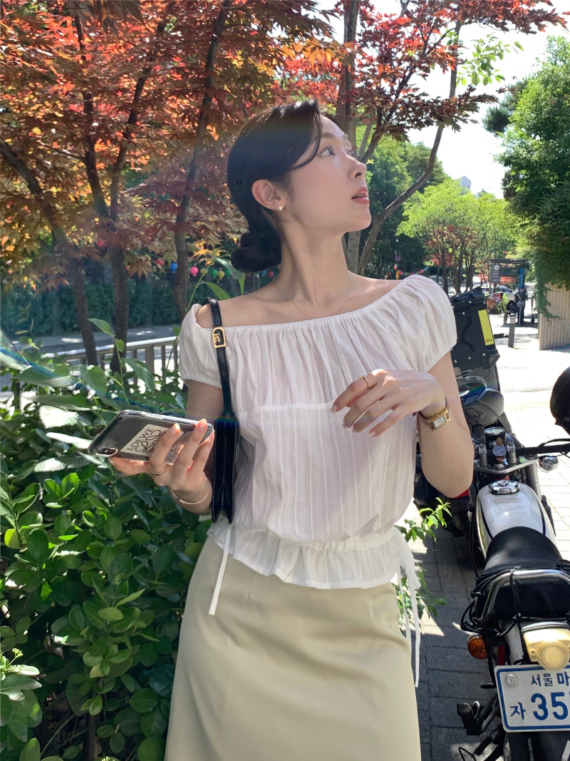 chic 한국 스타일 자카드 원단 셔츠 맨위