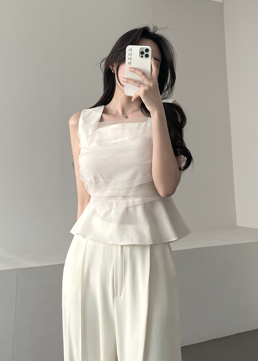 chic 한국 스타일 패치워크 망사 등 허리 레이스업 조끼