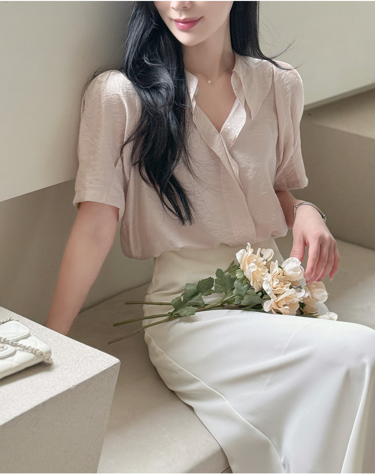 chic 마법사 프릴 반팔 거품 소매 맨위