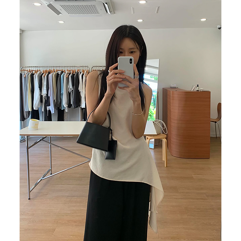 chic 한국 스타일 불규칙 민소매 조끼