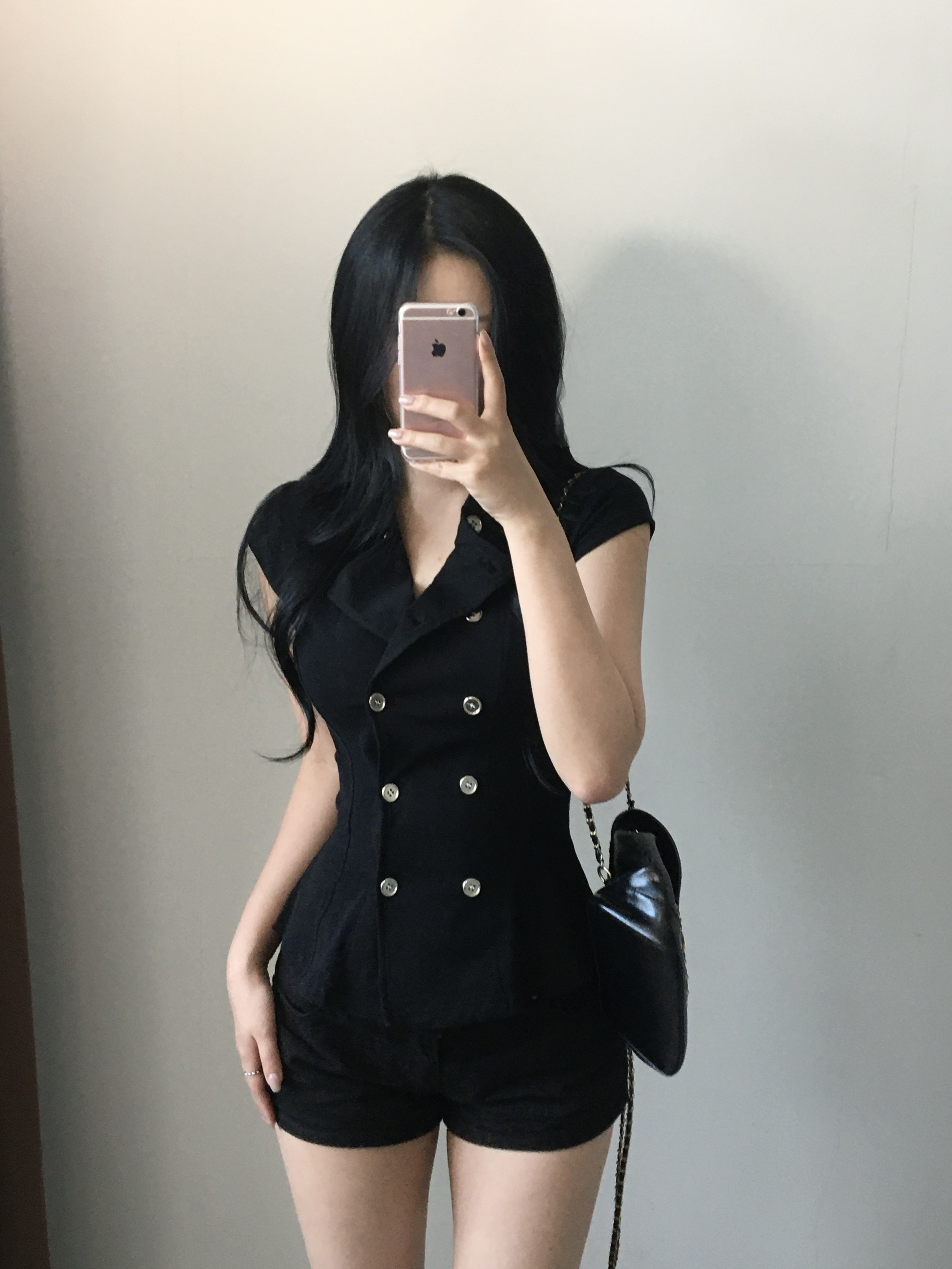 chic 한국 스타일 이중 버튼 polo 반팔 셔츠