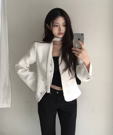 있음 선적 chic 한국 스타일 작은 샤넬 스타일 재킷
