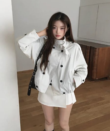 chic 한국 스타일 이중 버튼 재킷