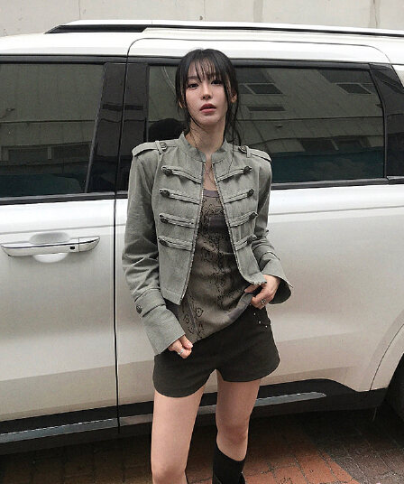 chic 한국 스타일 무거운 작업 작은 대중 개성 재킷