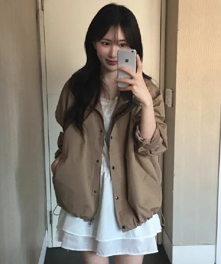 있음 선적 chic 한국 스타일 배색 재킷