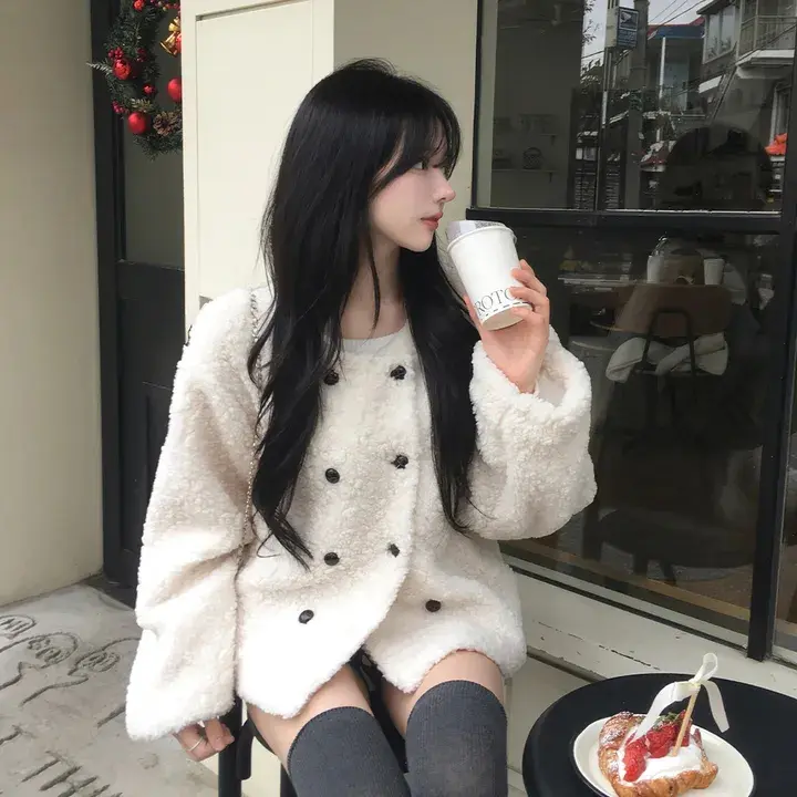 더블 버튼 플리스 아우터