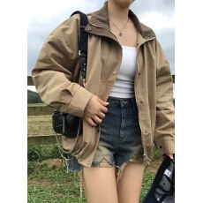 批发已出货 chic <b class='q'>韩版</b>撞色领<b class='q'>风衣外套</b>