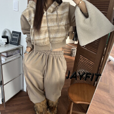 批发韩式设计感拼接加厚卫衣套装裤