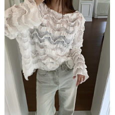 批发韩式镂空慵懒百搭针织<b class='q'>上衣</b>衫