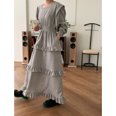 批发韩式设计感层层蛋糕长款<b class='q'>连衣裙</b>