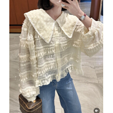 批发韩式复古风蕾丝钩花上衣衫