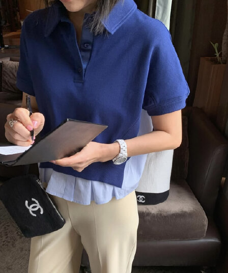 있음 밖으로 디자인 센스 패치워크 polo 맨위 셔츠