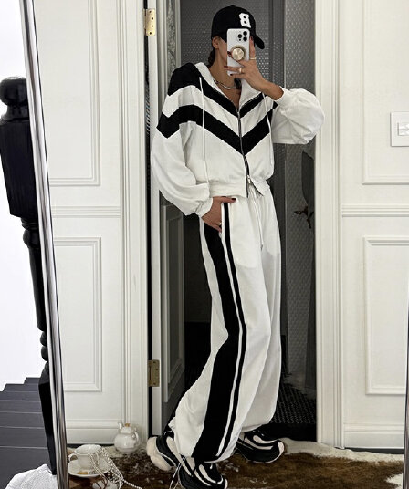재고 있음 한 스타일 배색 디자인 스포츠 슈트 바지
