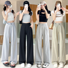 批发仿<b class='q'>牛仔</b>阔腿裤女2026春夏季新款高腰垂感宽松显瘦丹宁色直筒拖地裤