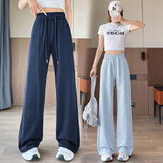 批发实拍26夏季新款瑜伽<b class='q'>运动裤</b>卫裤高腰直筒薄款休闲显瘦微喇拖地裤女