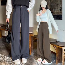 批发实拍2026秋季新款高级感垂感西装<b class='q'>阔腿裤</b>女高腰显瘦窄版休闲直筒<b class='q'>裤</b>