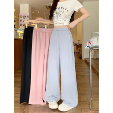 批发5588实拍冰丝阔腿垂感西装裤<b class='q'>女</b>春秋夏松紧腰显瘦高腰直筒<b class='q'>休闲裤</b>