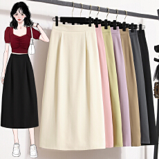 批发大码女装显瘦西装半身裙胖MM设计感小众气质高腰百搭中长款a字裙