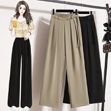 批发实拍实价盘扣设计百搭高腰窄版<b class='q'>休闲裤</b>西阔腿<b class='q'>裤</b>